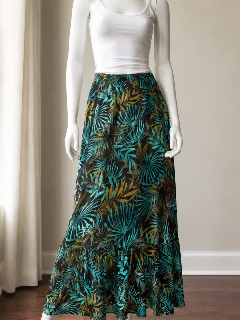 Amanda Smith Teal and Gold Silk Skirt